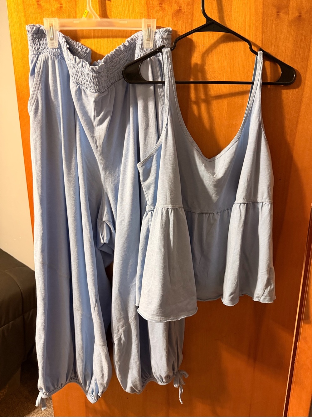 aerie Light Blue Two-Piece Tank Top and Drawstring Jogger Set